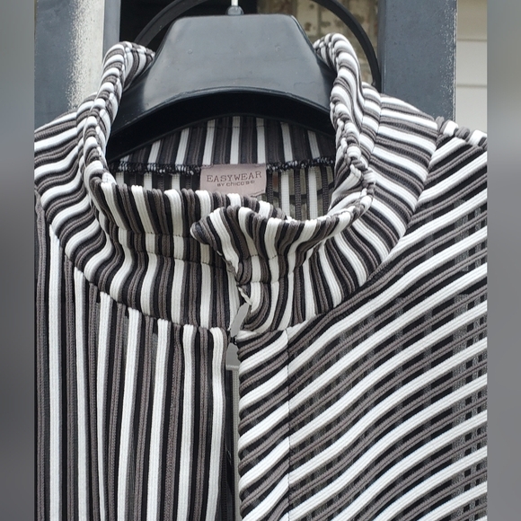 Chicos Easy Wear Jacket  overlay Directional Blocks adjustable Collar Size 14 16 - Picture 7 of 8